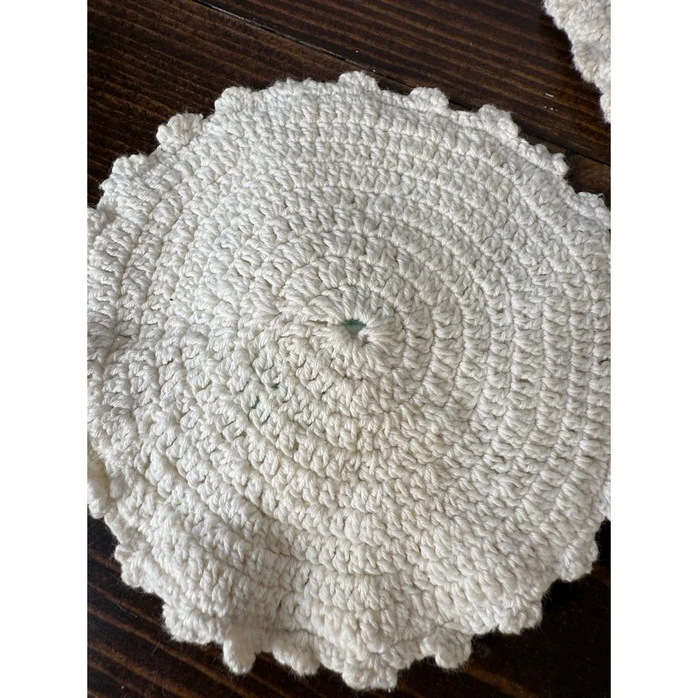 Set of‎ 3 Vintage Crochet Flower Applique Coasters Cottagecore Farmhouse Decor